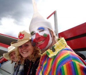 Corinna and Bianca with the rodeo clown